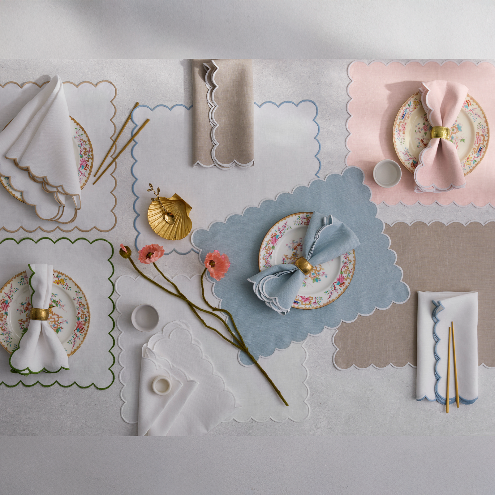 Top View of Matouk Dakota Table Linens