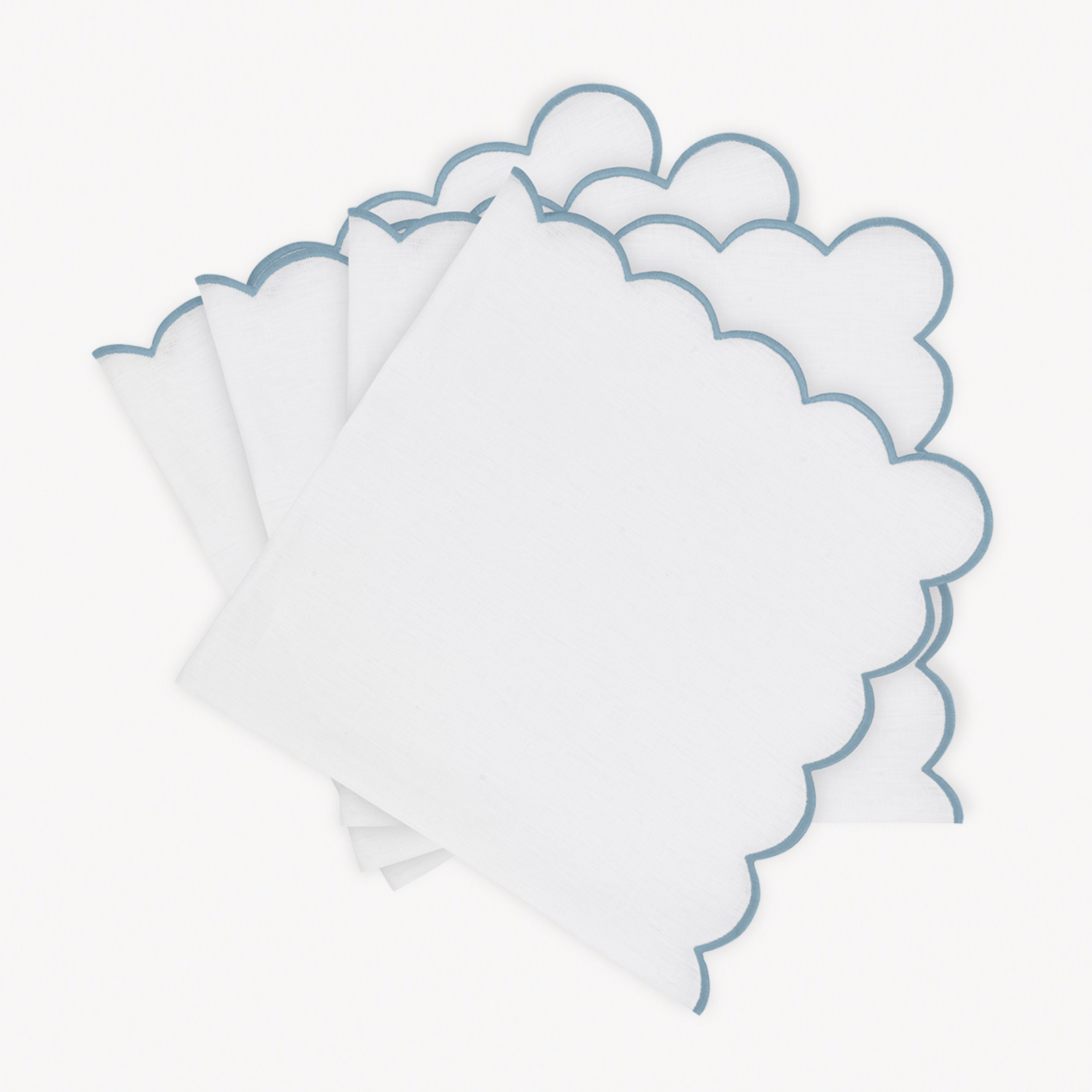 Napkins of Matouk Dakota Table Linens in White and Hazy Blue