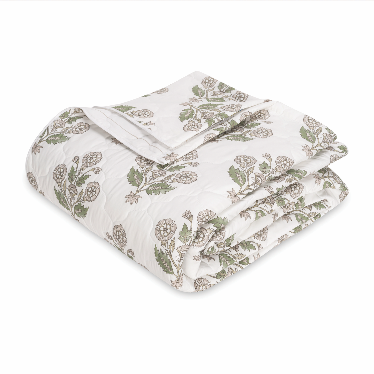 Folded Quilt of Matouk Schumacher Dalila Bedding in Pebble Style