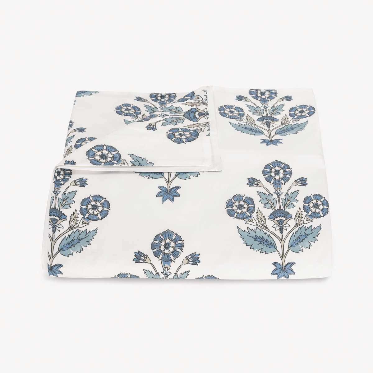 Folded Duvet Cover of Matouk Schumacher Dalila Bedding in Mineral Blue Style