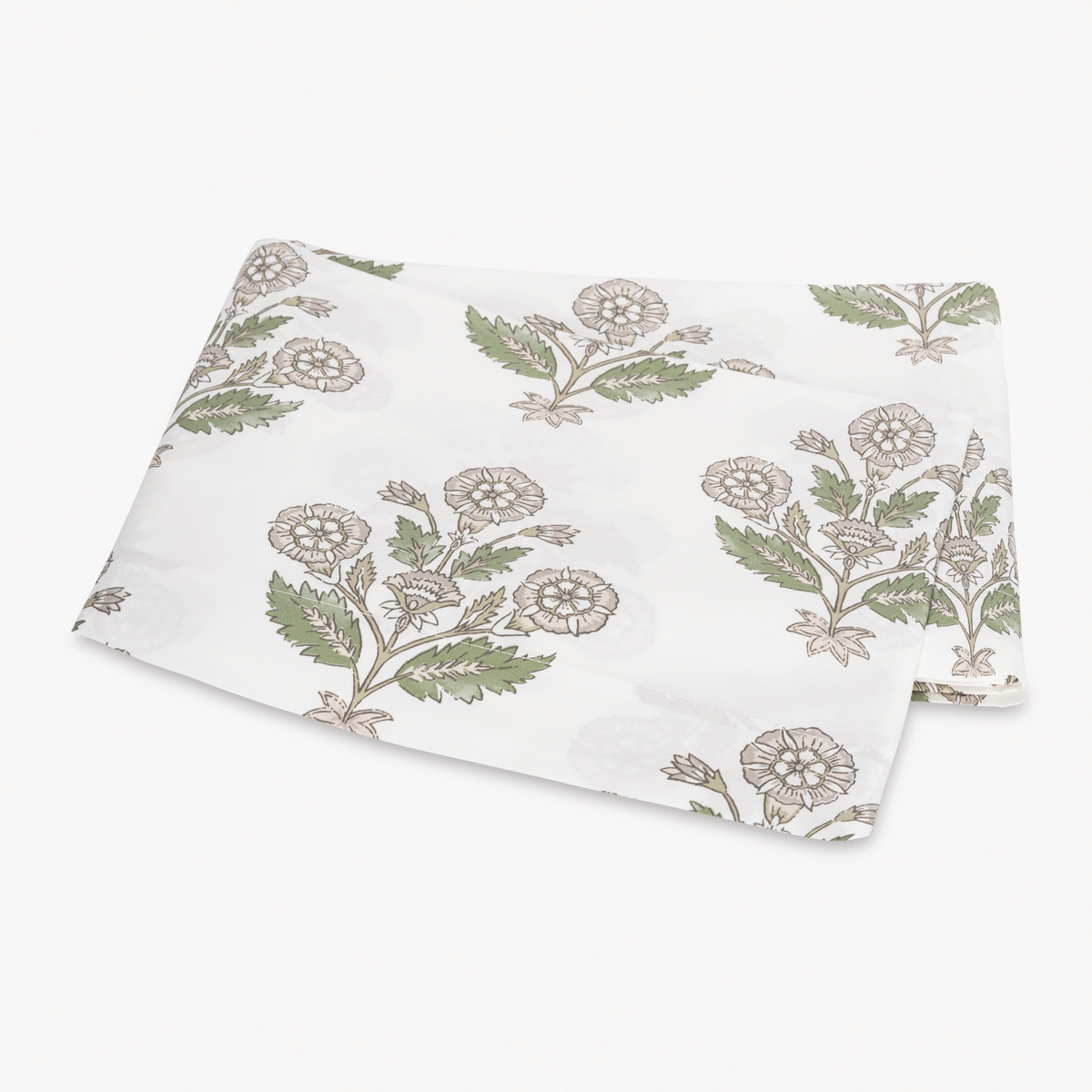 Folded Flat Sheet of Matouk Schumacher Dalila Bedding in Pebble Style