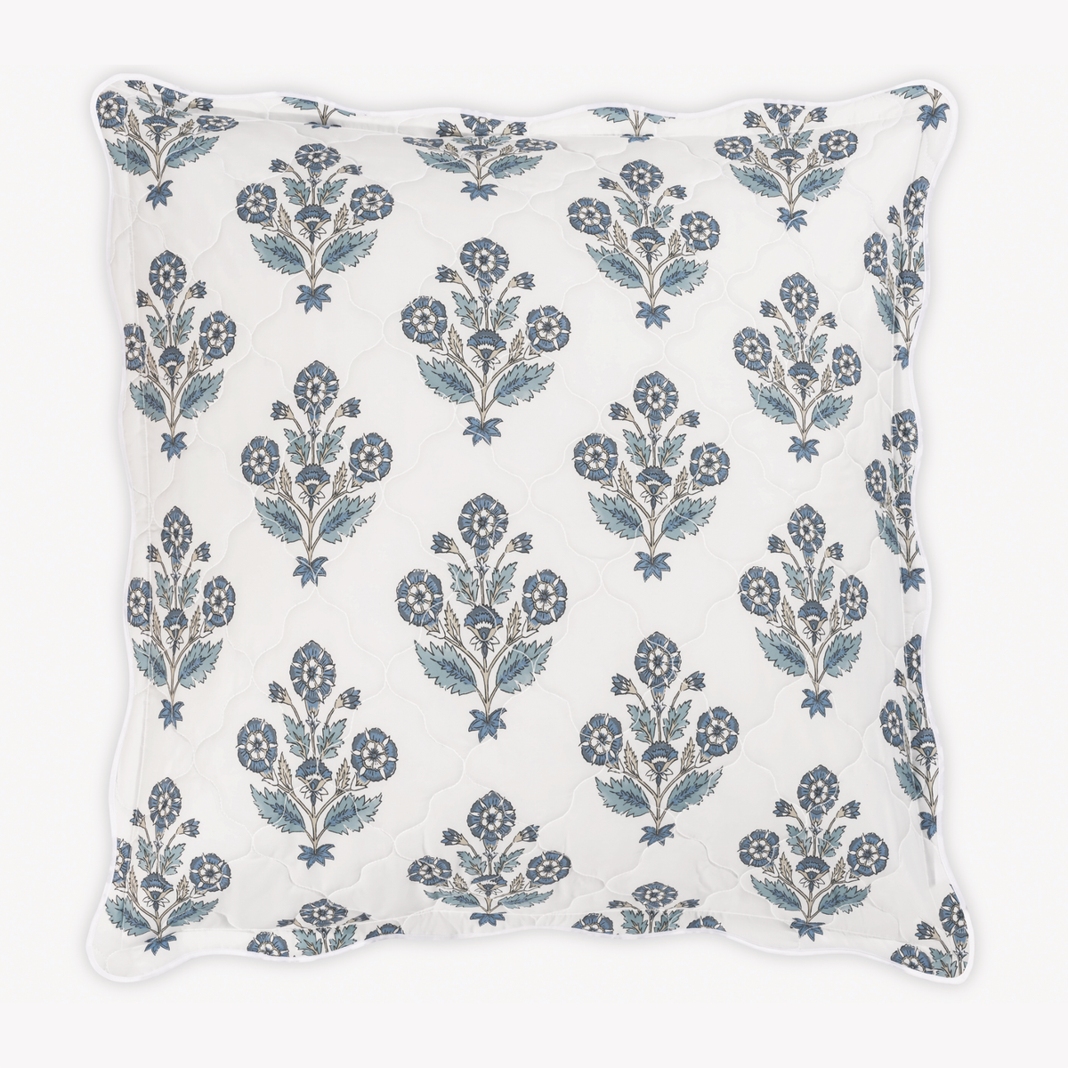 Quilted Euro Sham of Matouk Schumacher Dalila Bedding in Marine Blue Style