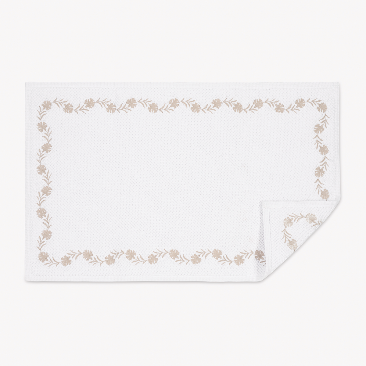 Matouk Daphne Bath Rug with Dune Color Embroidery