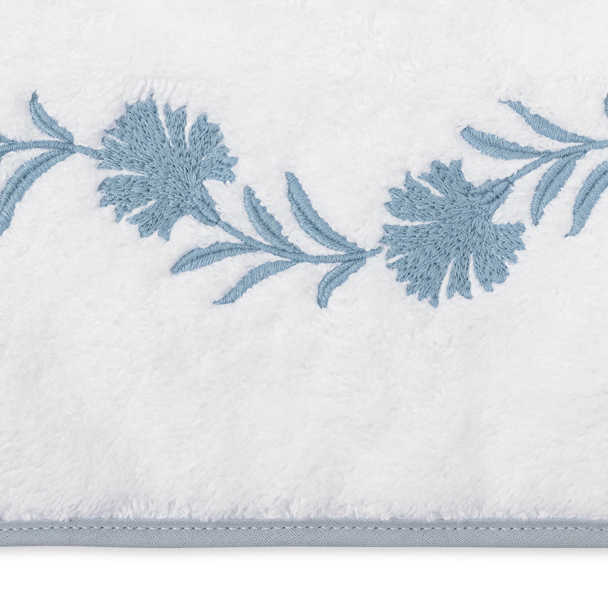Swatch of Matouk Daphne Bath Towels and Mats in Hazy Blue