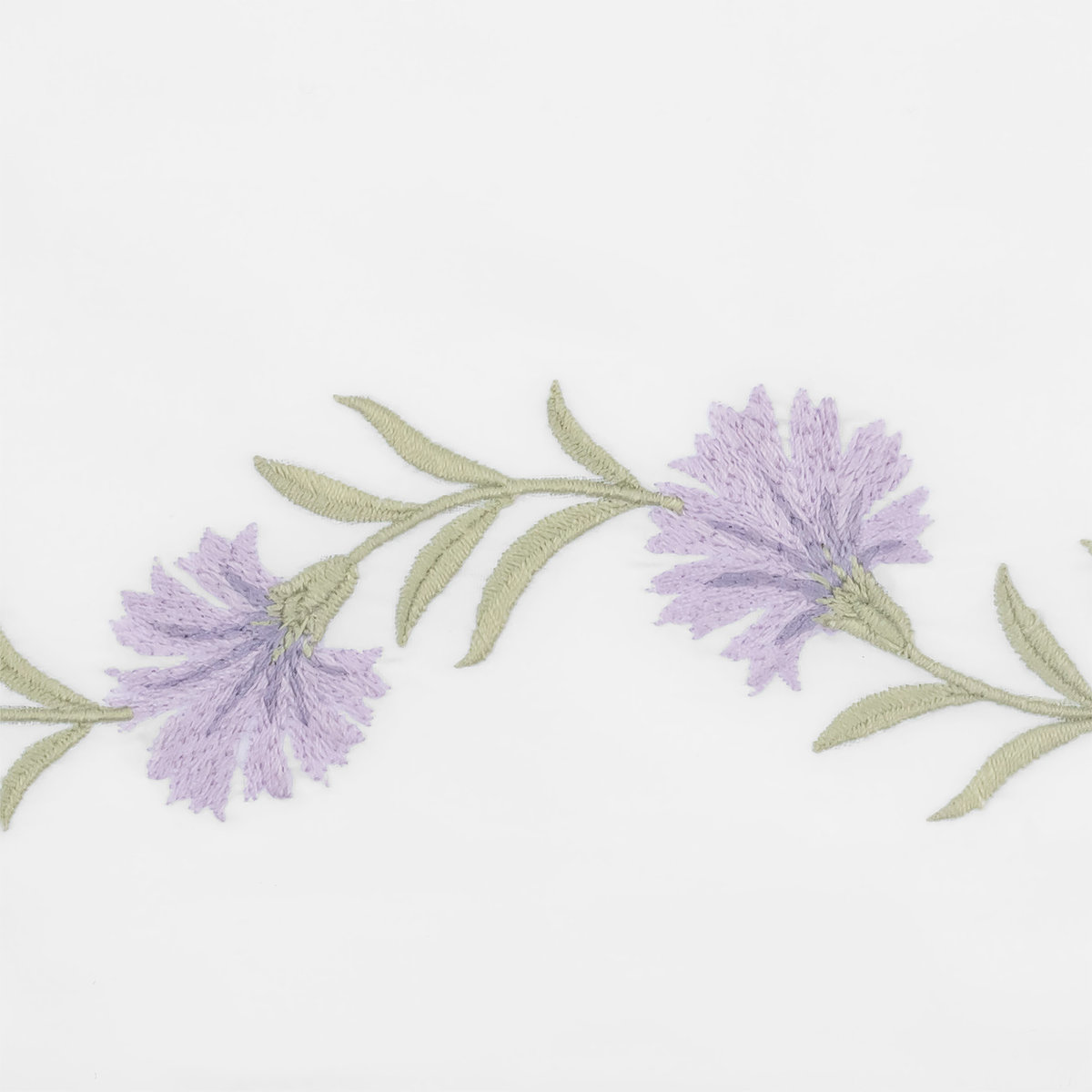 Embroidery Detail of Lilac Matouk Daphne Bedding Collection