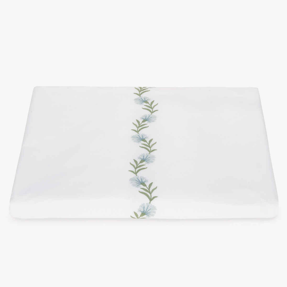 Folded Duvet Cover of Matouk Daphne Bedding Collection in Bluebell color