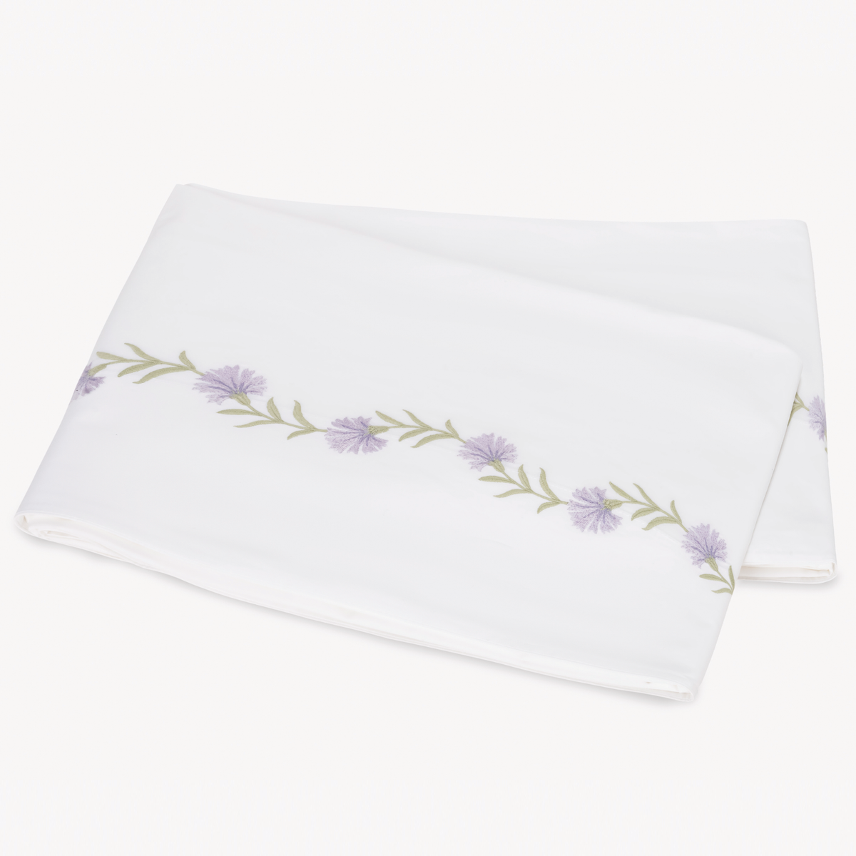 Folded Flat Sheet of Lilac Matouk Daphne Bedding