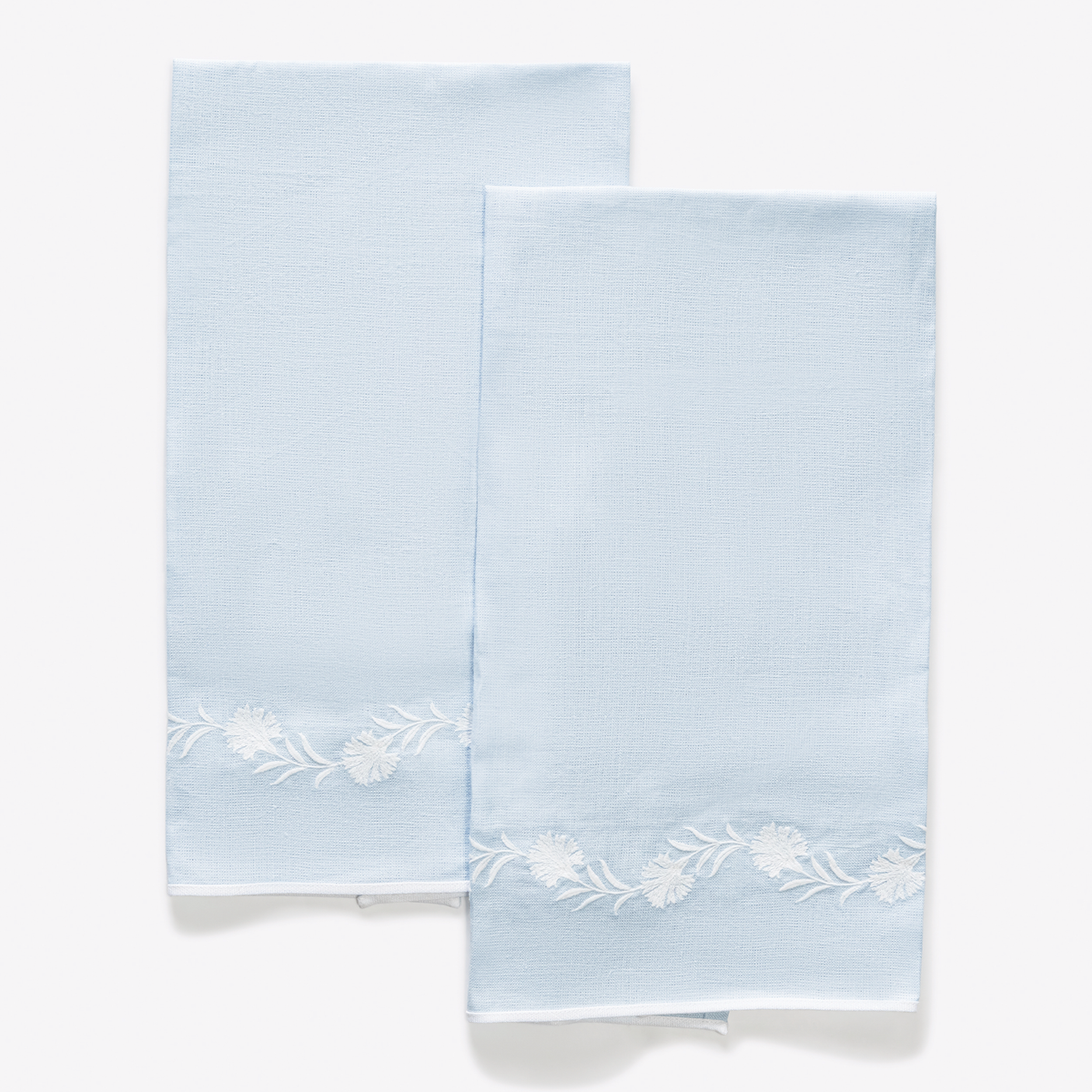 Matouk Daphne Guest Towels in Ice Blue and White