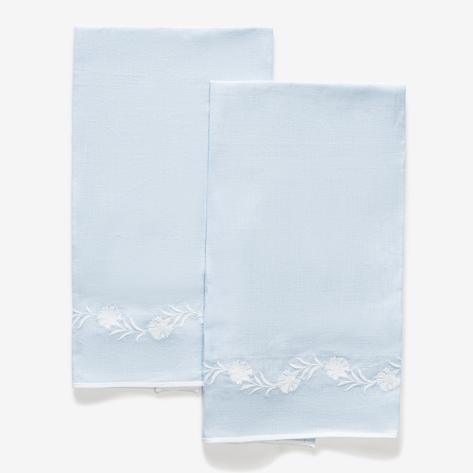 Matouk Daphne Guest Towels in Ice Blue and White