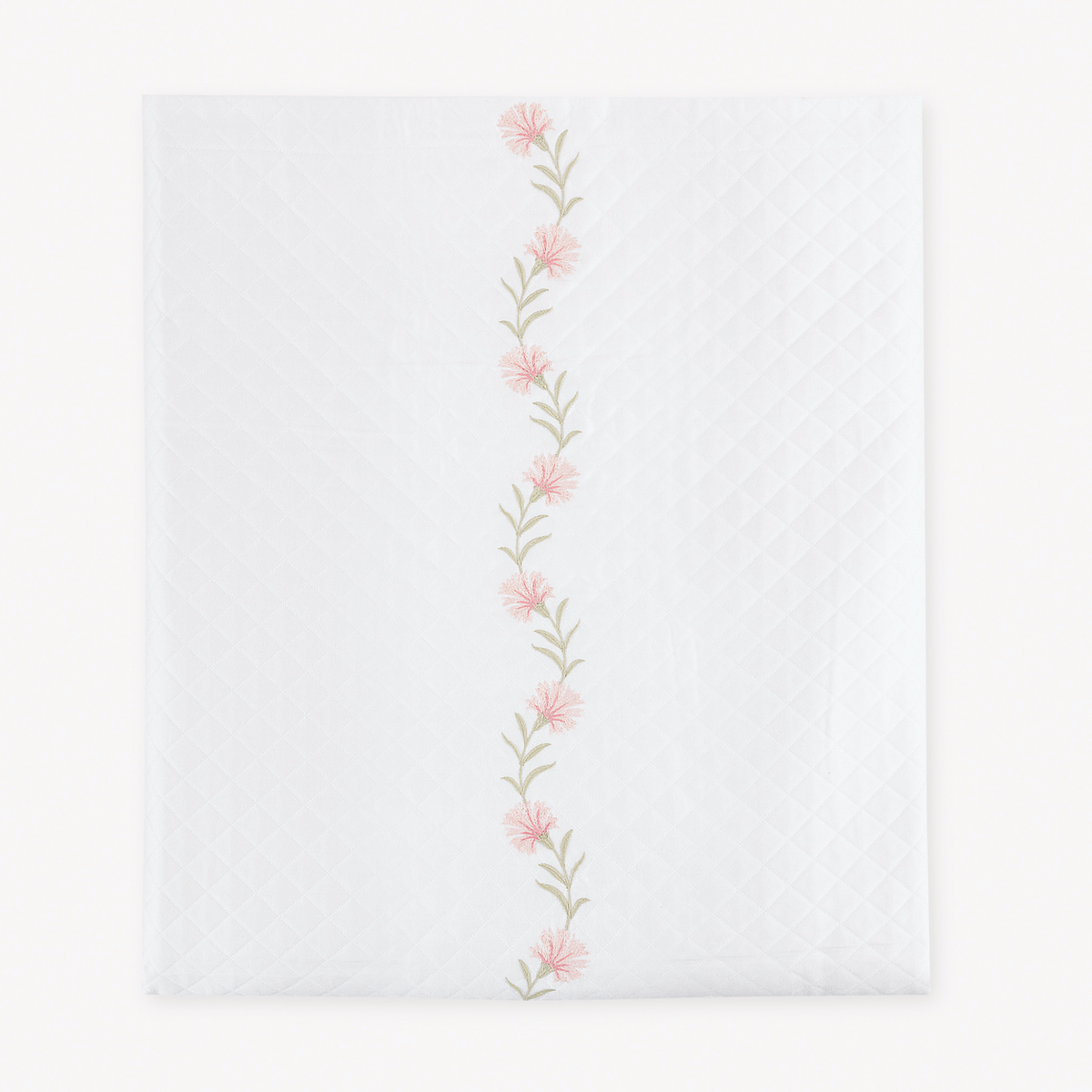 Folded Coverlet of Matouk Daphne Matelasse Bedding with Peony design