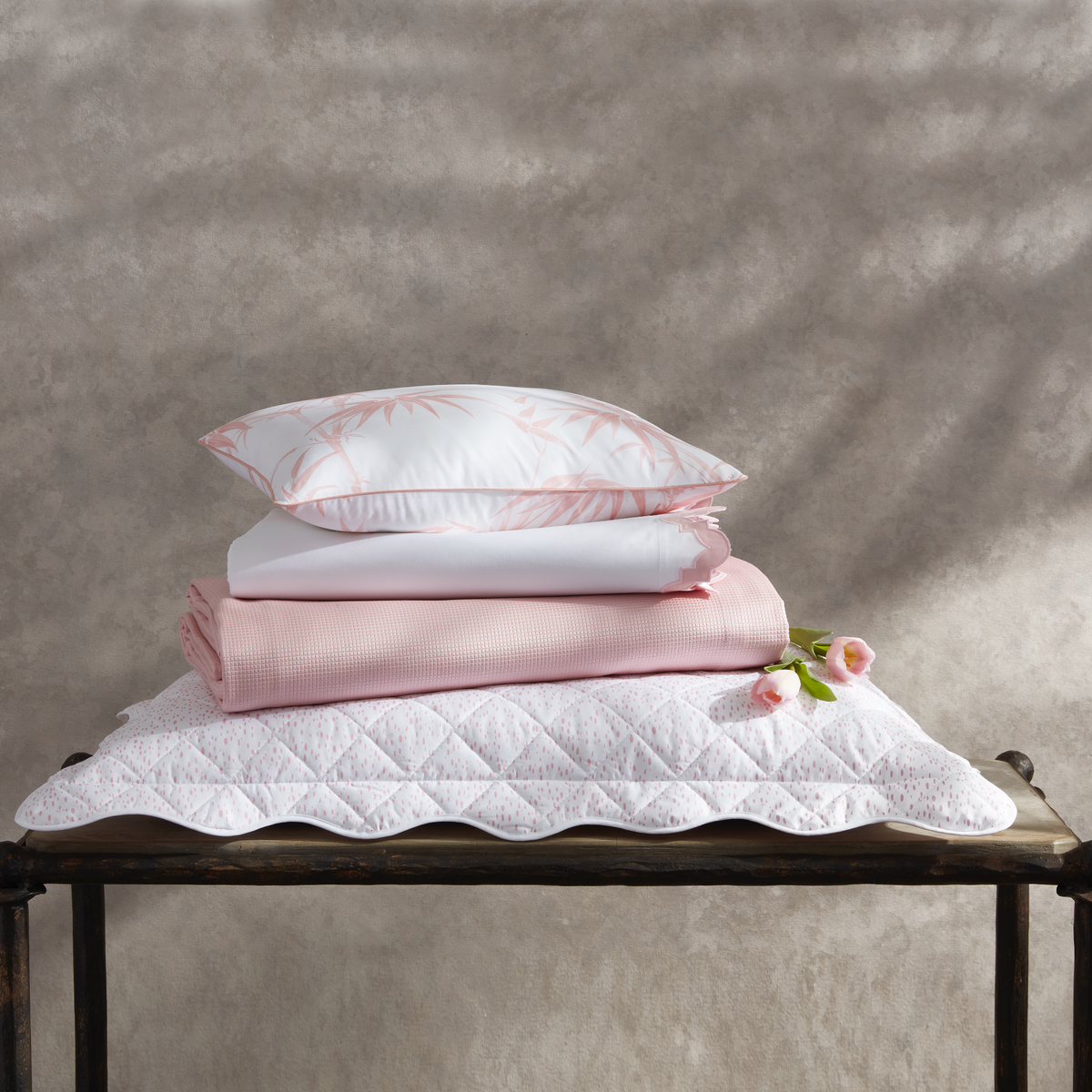 Matouk Dominique Sham with Other Blush Collections