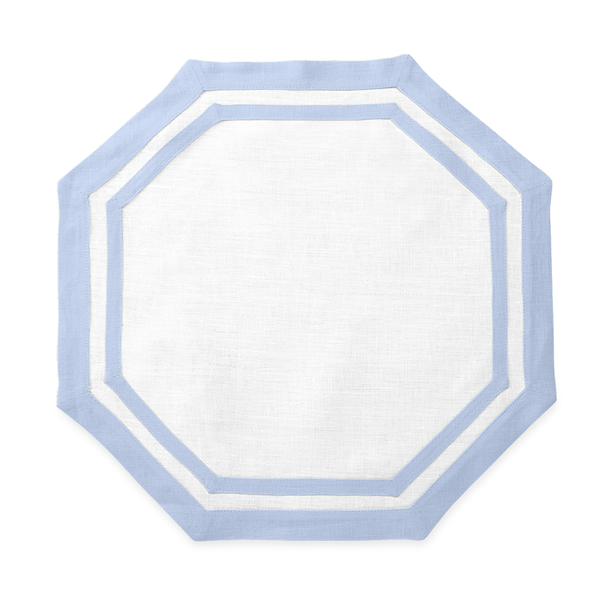 Silo Image of Matouk Double Border Octagon Placemat in Color Ice Blue
