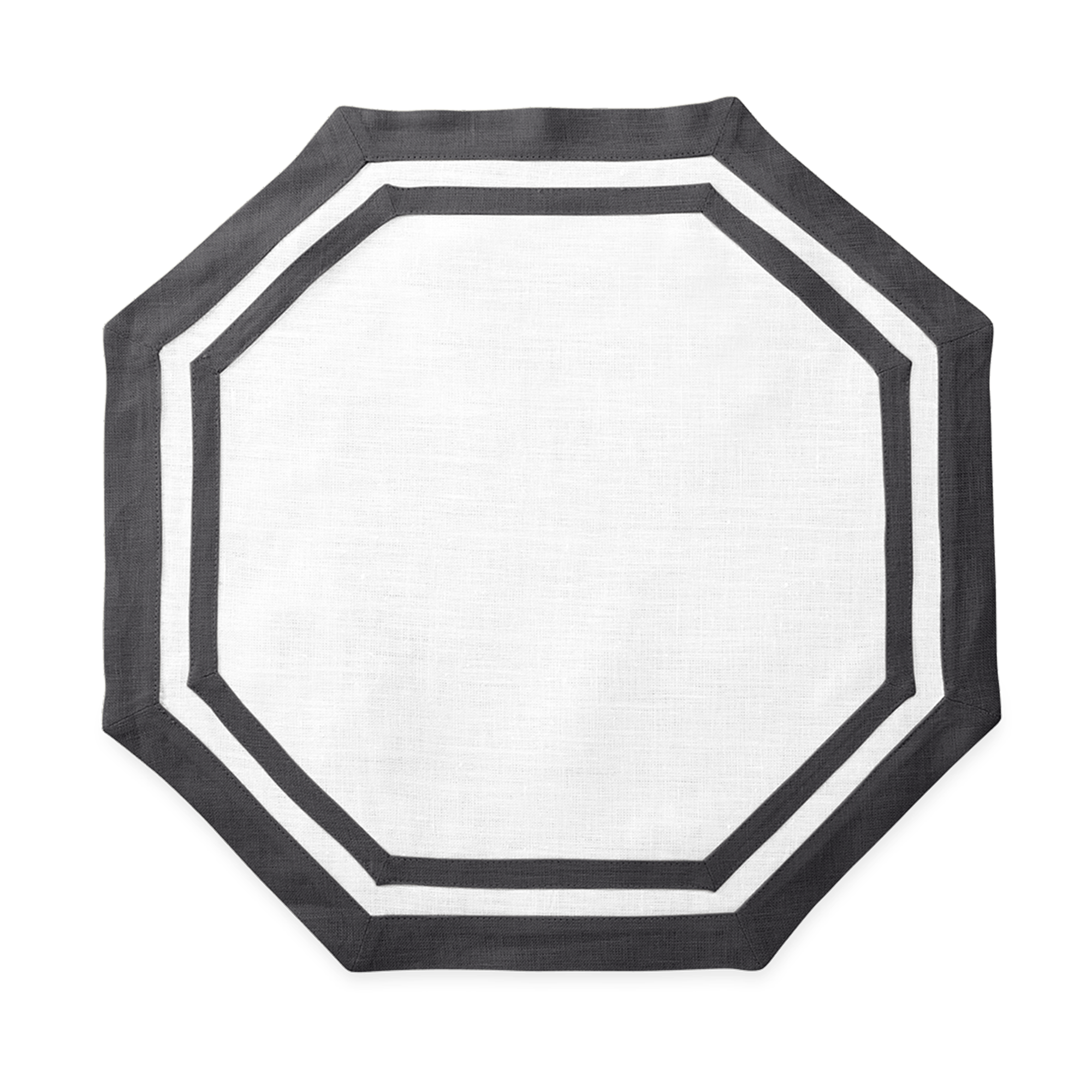 Silo Image of Matouk Double Border Octagon Placemat in Color Smoke Grey