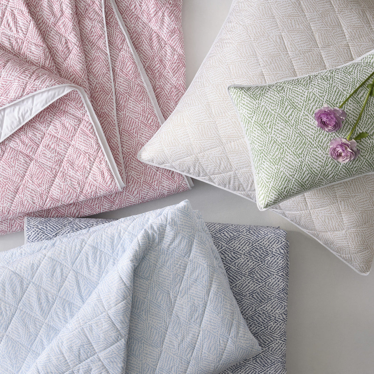 Top View of Matouk Duma Diamond Quilted Bedding in Different Colors