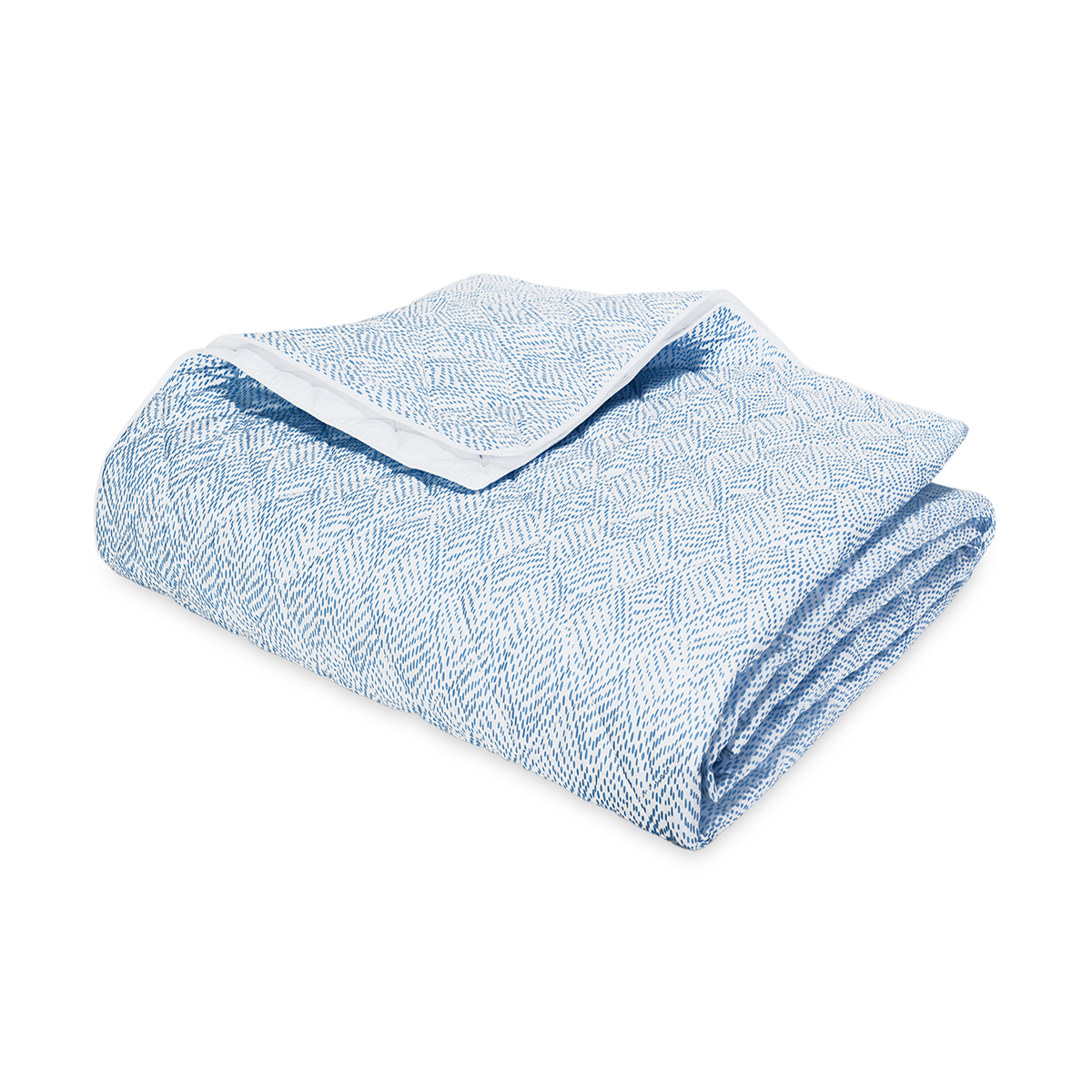 Quilted Coverlet of Matouk Duma Diamond Bedding in Sky Color