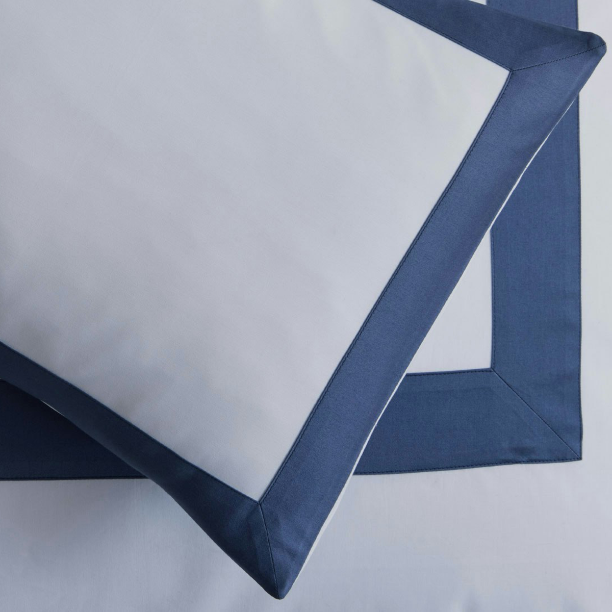 Detail view of Matouk Emory Bedding Shams in Steel Blue color
