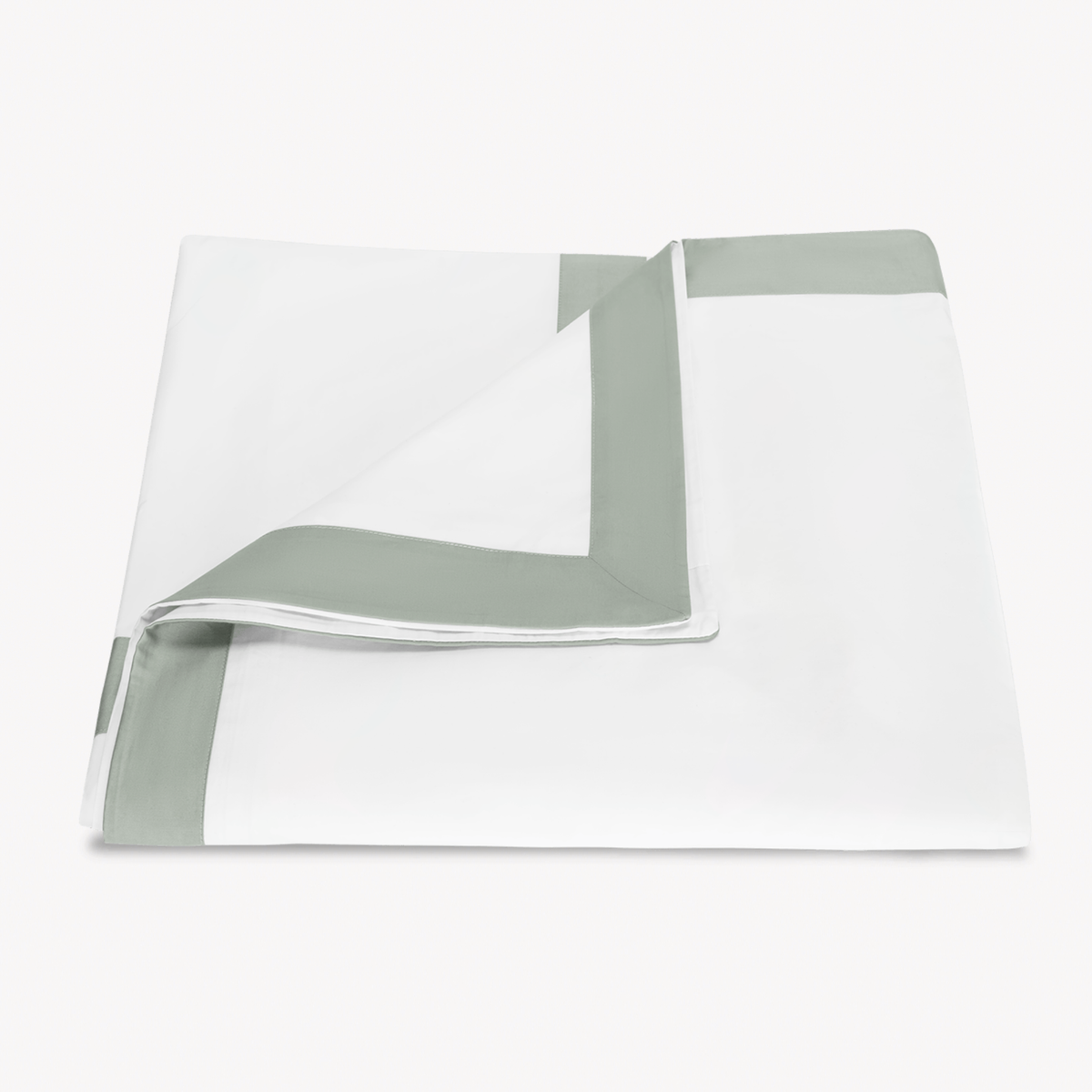 Folded Duvet Cover from Matouk Emory Bed Collection in Celadon color