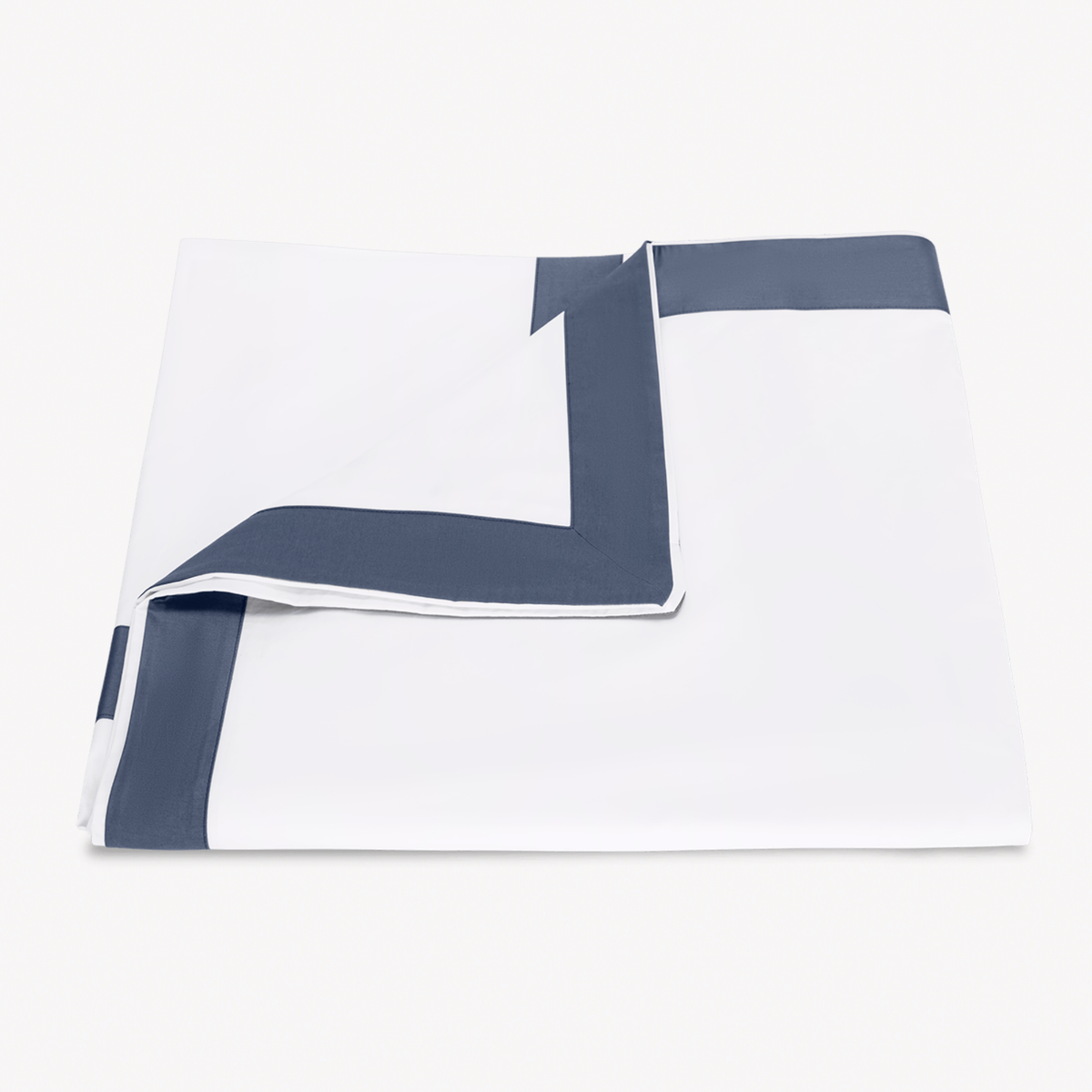 Folded Duvet Cover from Matouk Emory Bed Collection in Steel Blue color