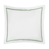 Corner Picture of Matouk Essex High End Bedding with Swatch in Green Color