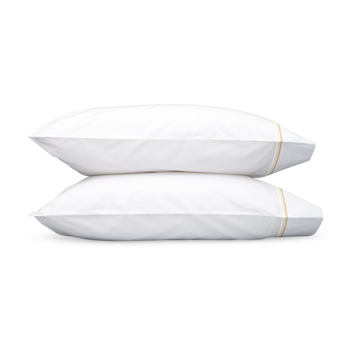 Pair of Pillowcases of Matouk Essex Bedding Collection in Champagne Color