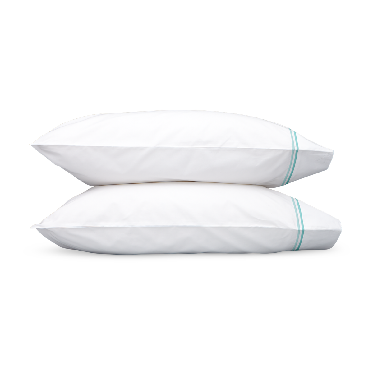 Pair of Pillowcases of Matouk Essex Bedding Collection in Lagoon Color