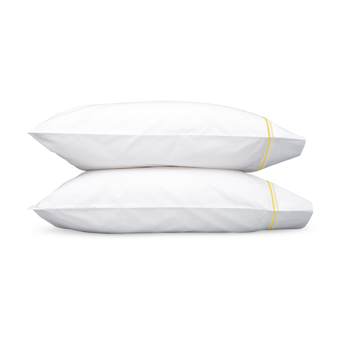 Pair of Pillowcases of Matouk Essex Bedding Collection in Lemon Color
