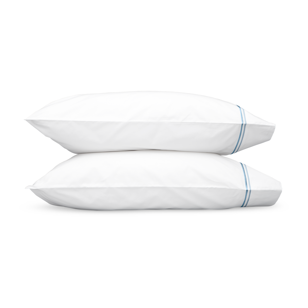 Pair of Pillowcases of Matouk Essex Bedding Collection in Lightblue Color