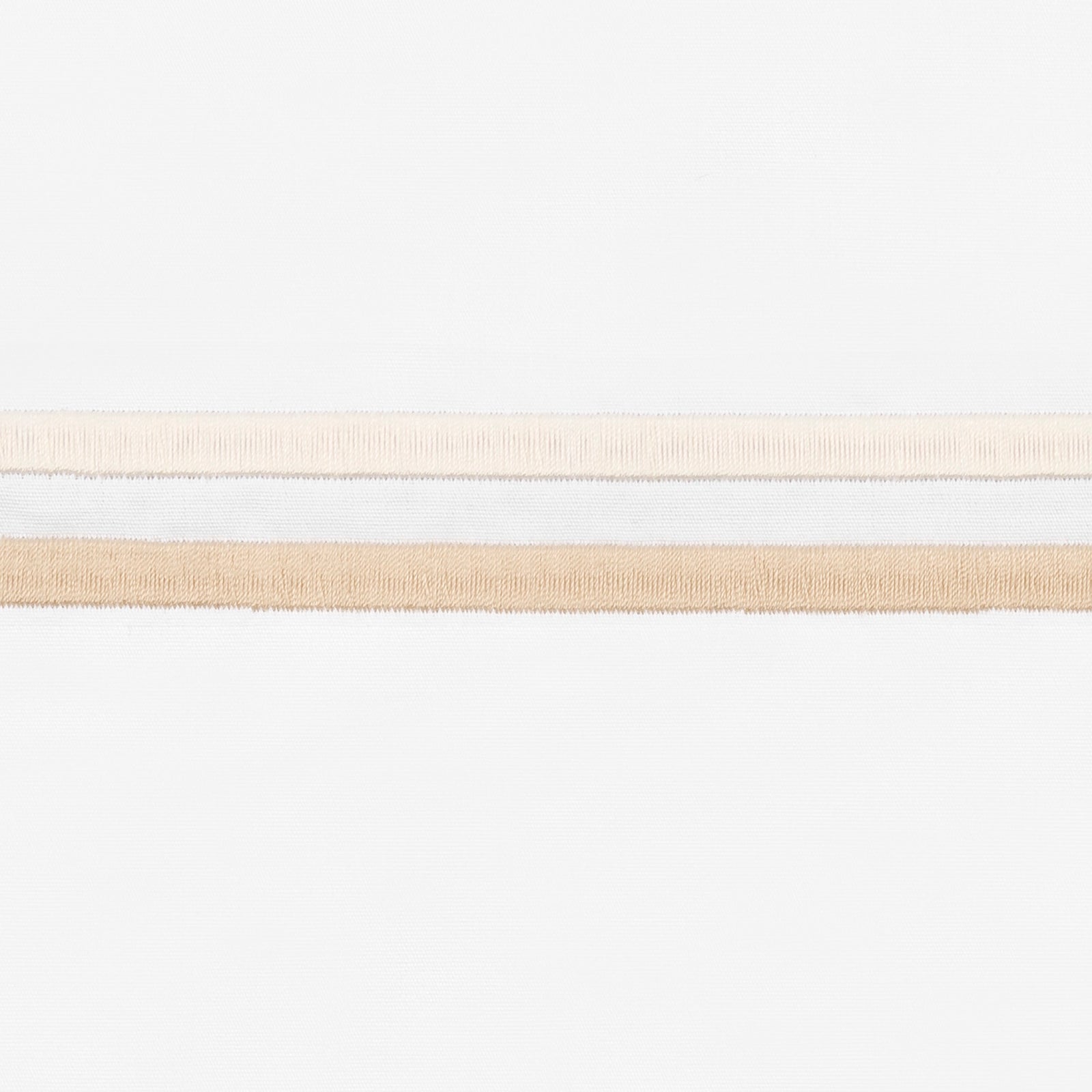 Corner Picture of Matouk Essex High End Bedding with Swatch in Champagne Color