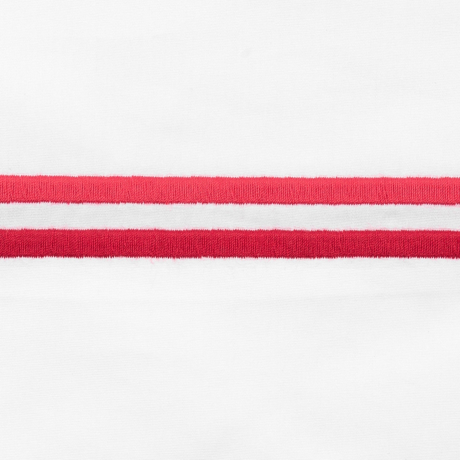 Corner Picture of Matouk Essex High End Bedding with Swatch in Hibiscus Color