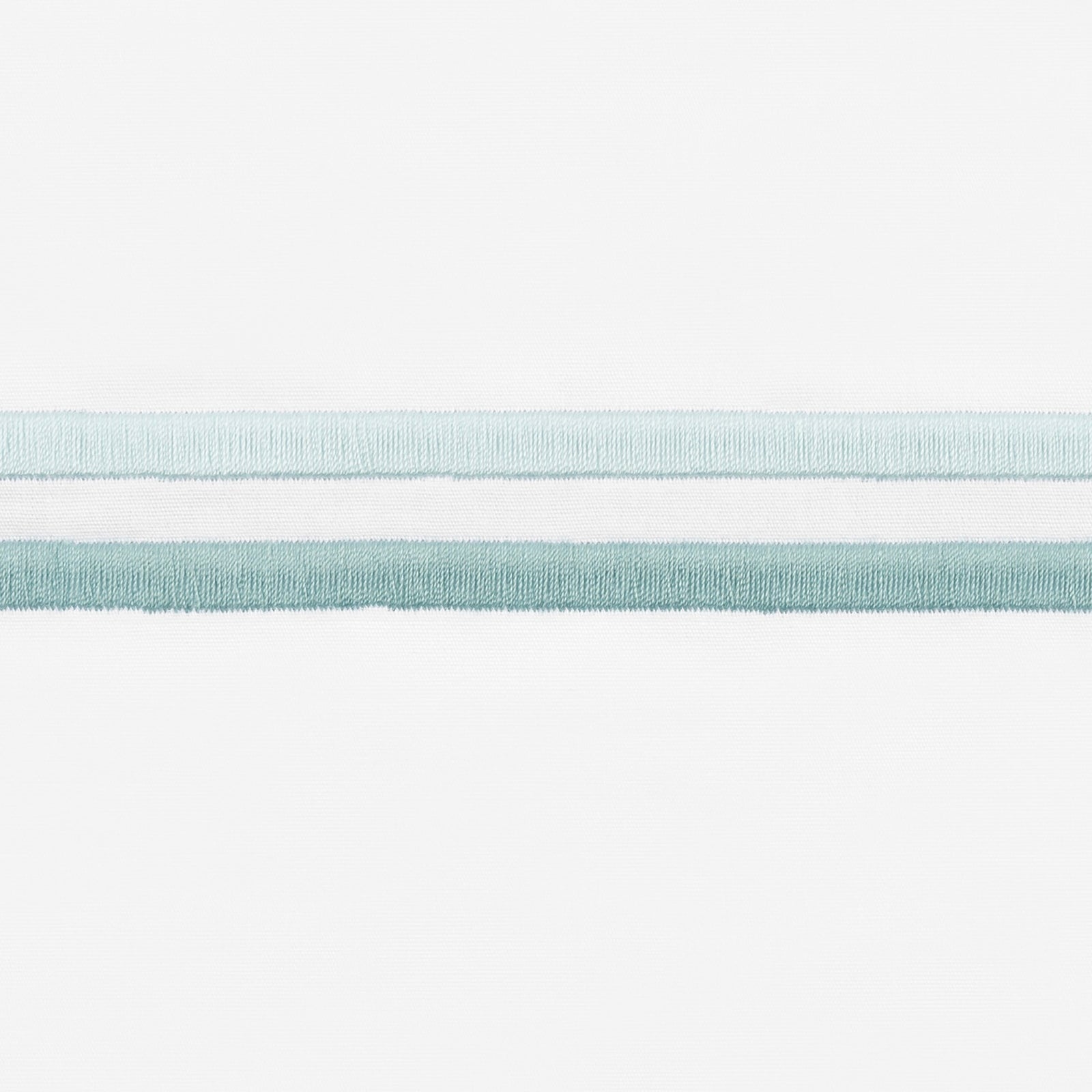 Corner Picture of Matouk Essex High End Bedding with Swatch in Lagoon Color