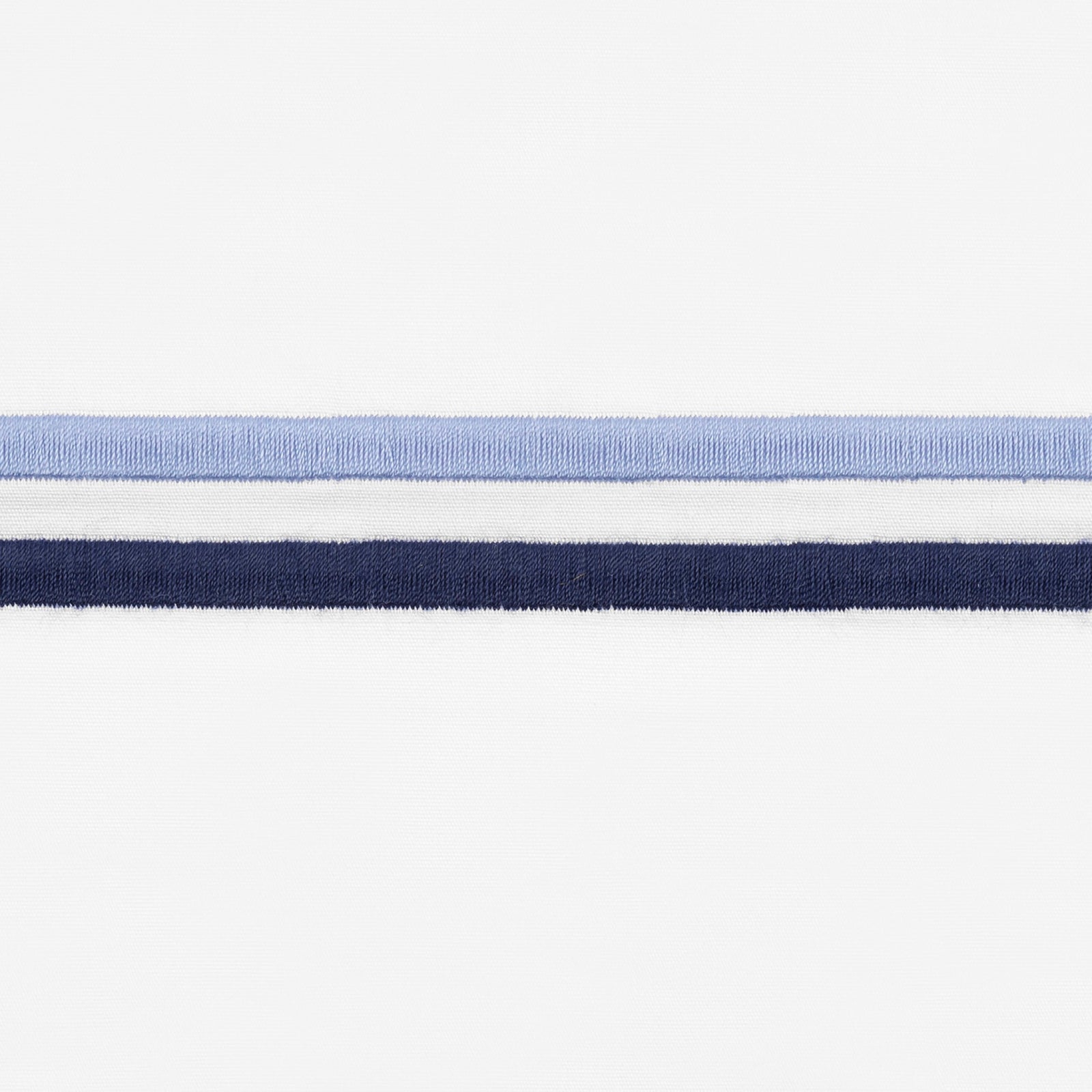 Corner Picture of Matouk Essex High End Bedding with Swatch in Navy Color