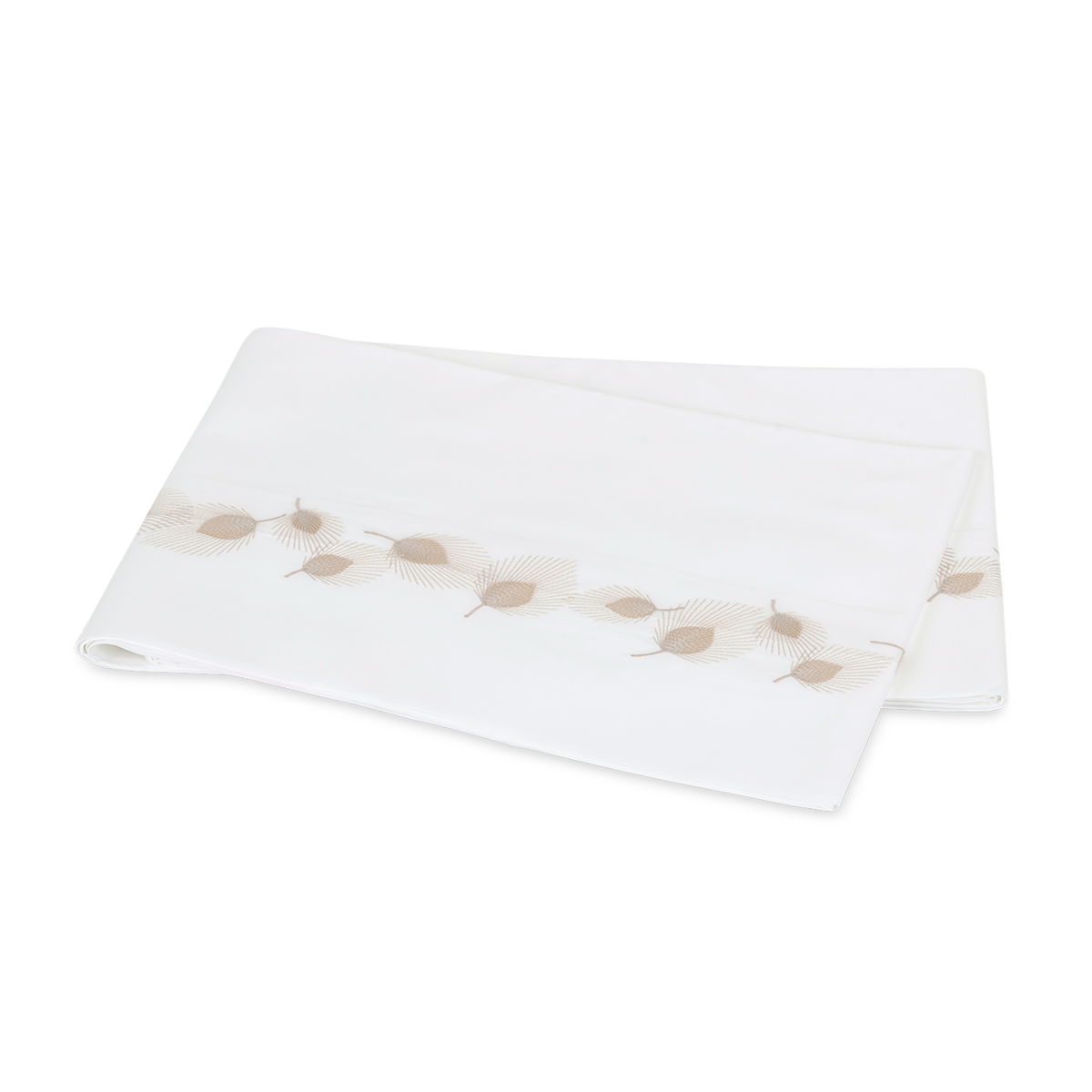 Flat Sheet of Matouk Feather Bedding in Champagne Color