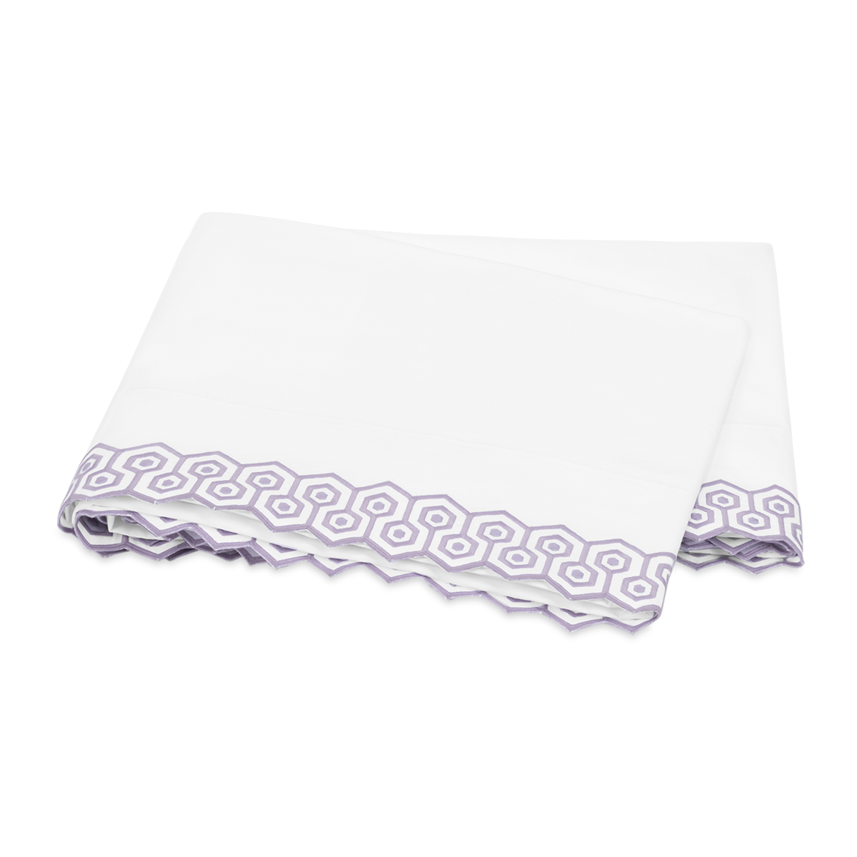 Folded Flat Sheet of Matouk Felix Bedding in Lilac Color