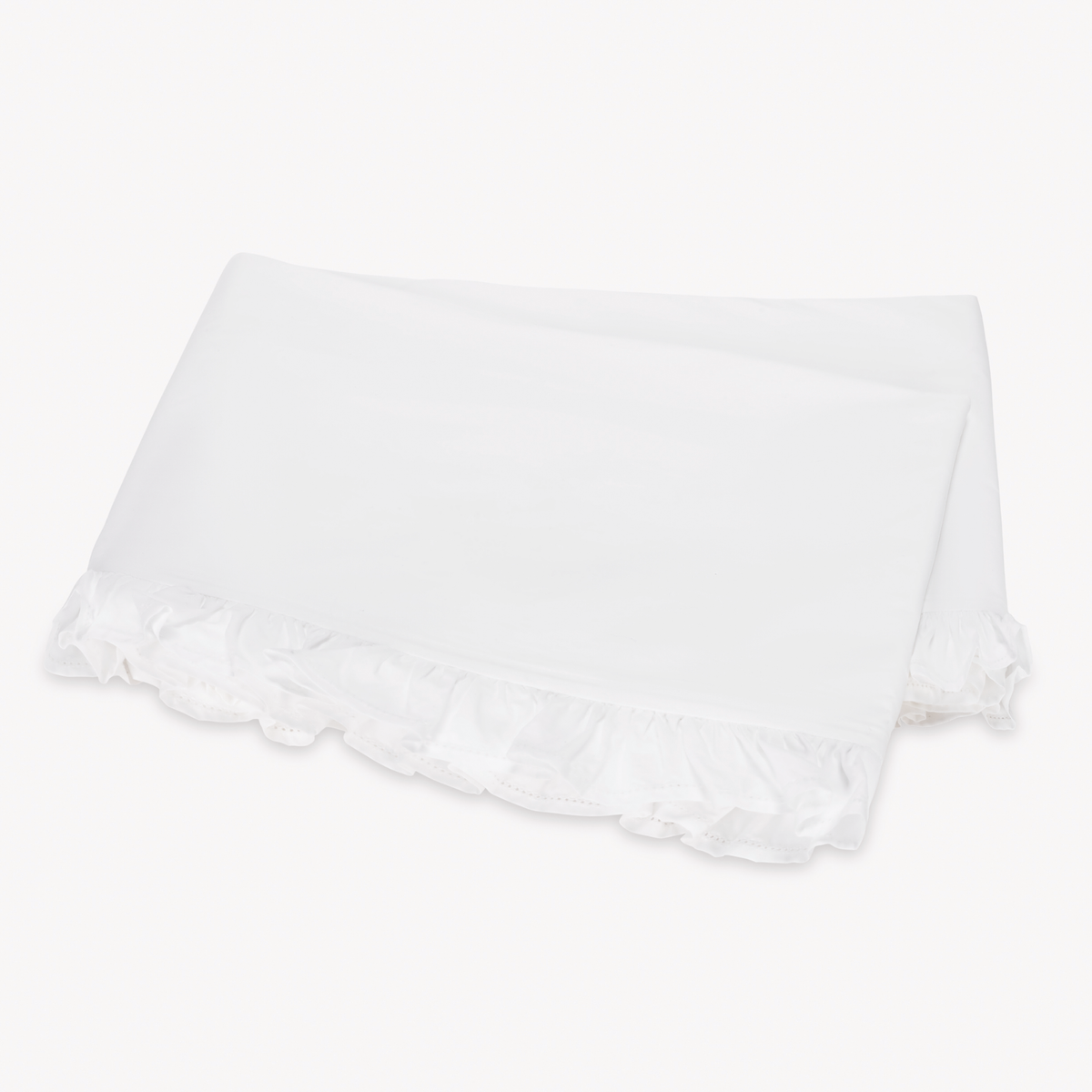 White Flat Sheet with ruffled edges, from the romantic Matouk Georgia Collection