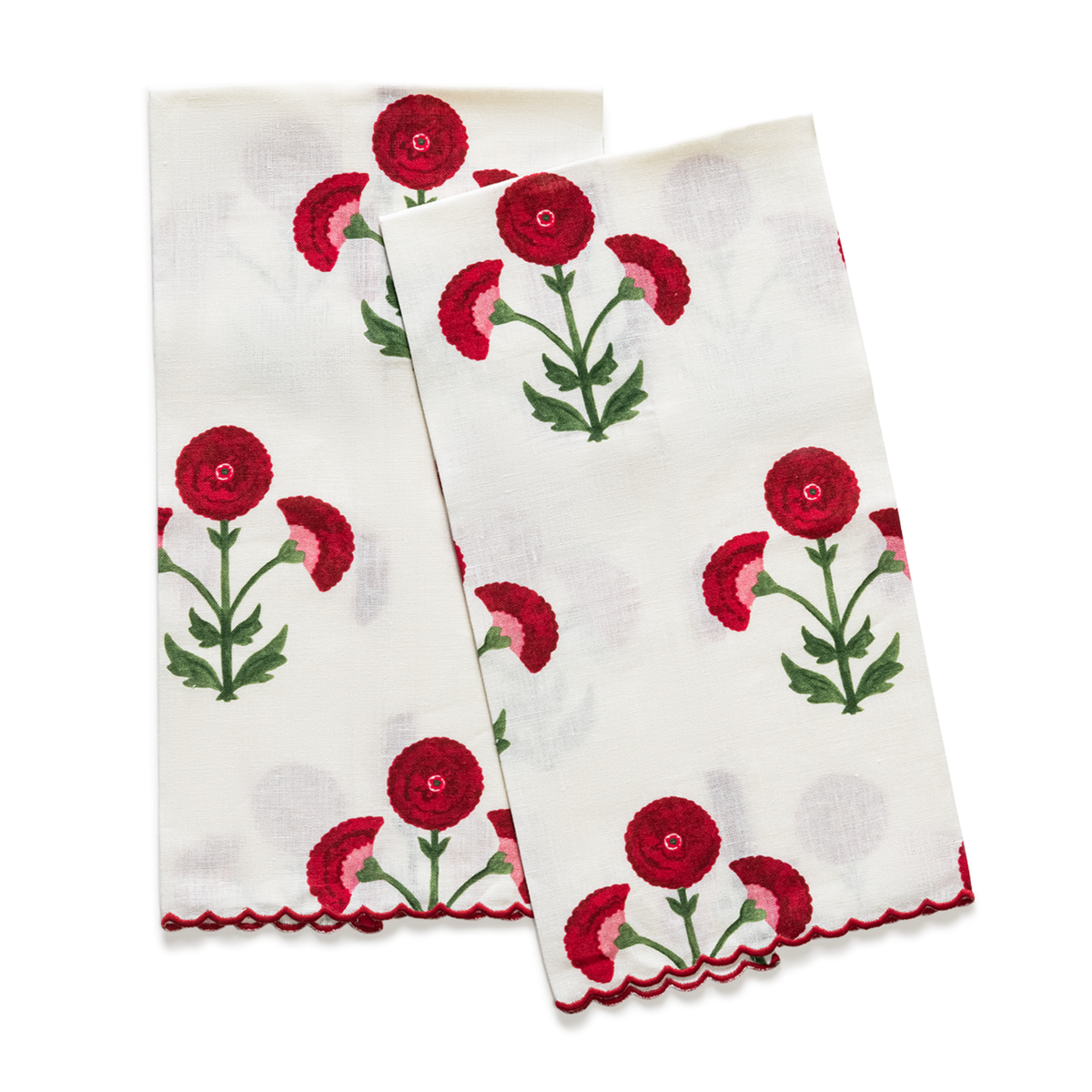 Pack of 2 Matouk Gisele Guest Towels in Scarlet