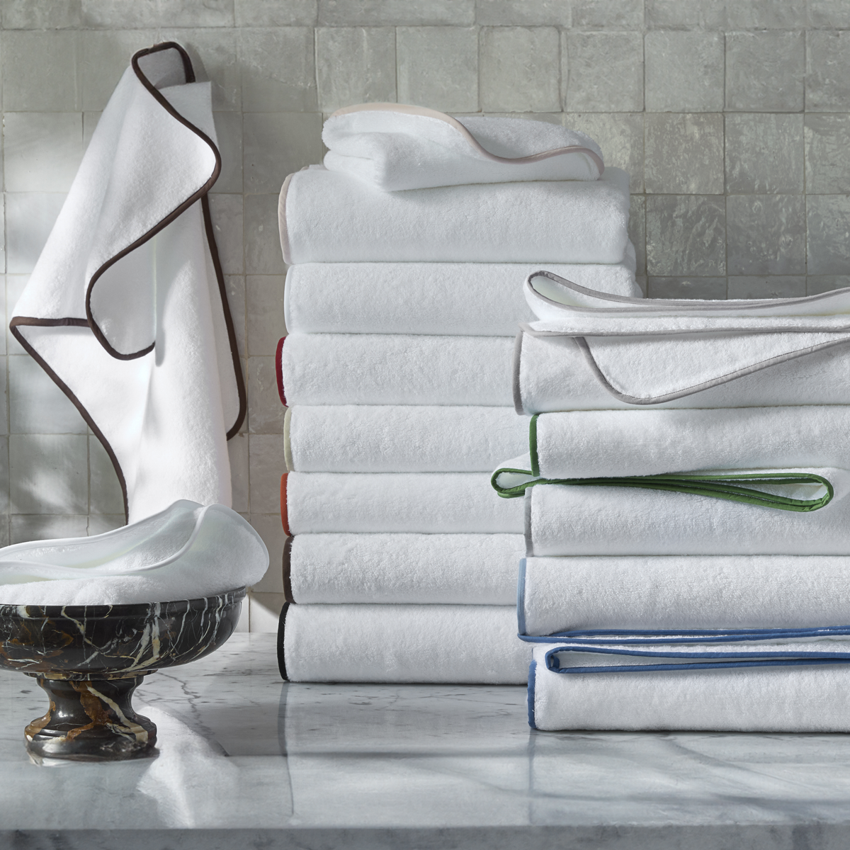 Stack of Matouk Giza Bath Towels in All Colors