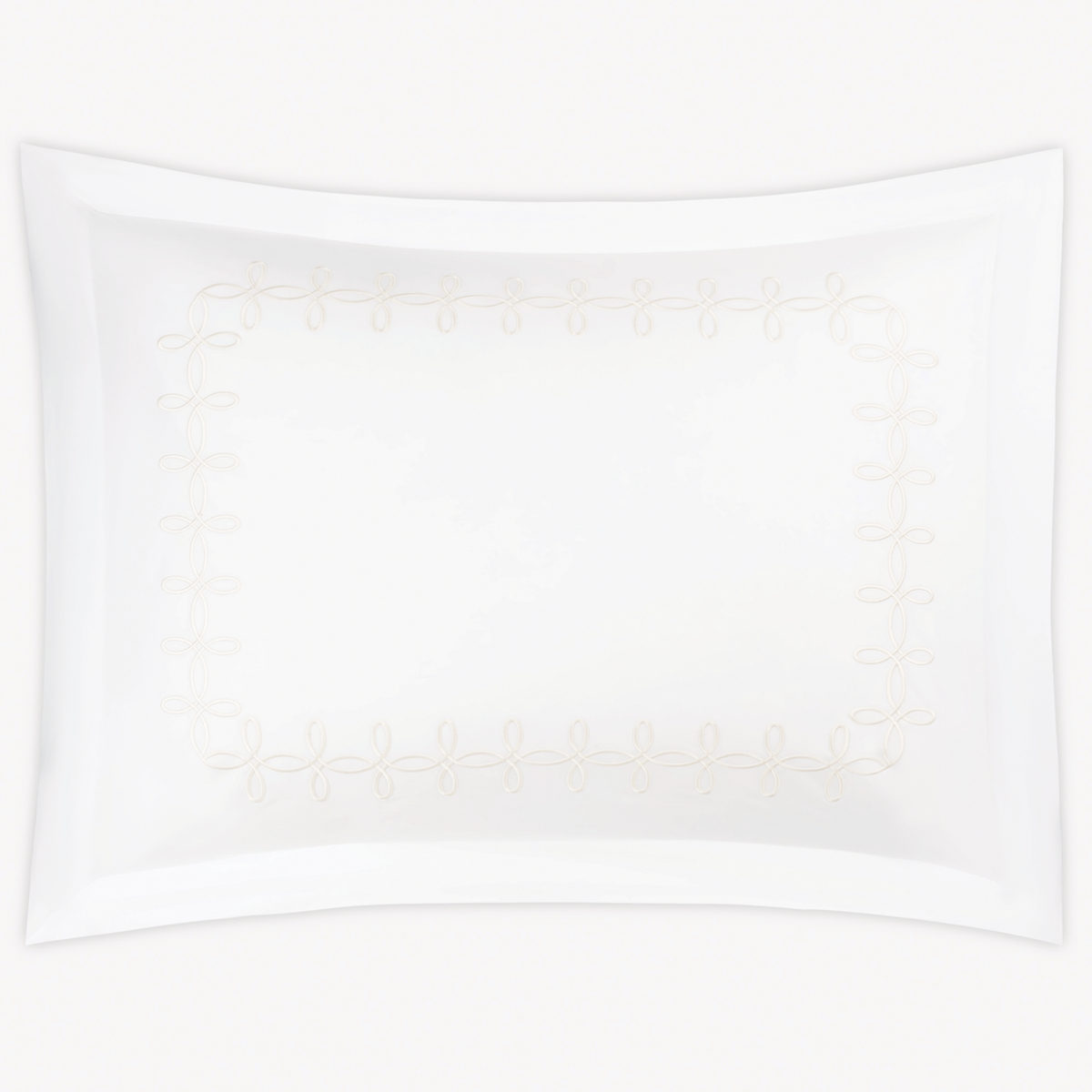 Sham Silo of Matouk Gordian Knot bedding in Cream color, set against a plain white background