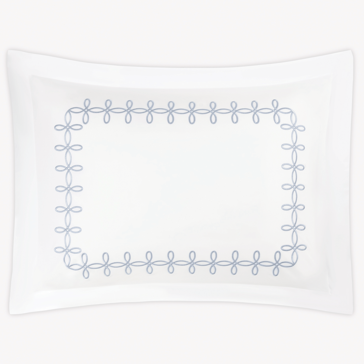 Sham Silo of Matouk Gordian Knot bedding in Wedgwood color, set against a plain white background