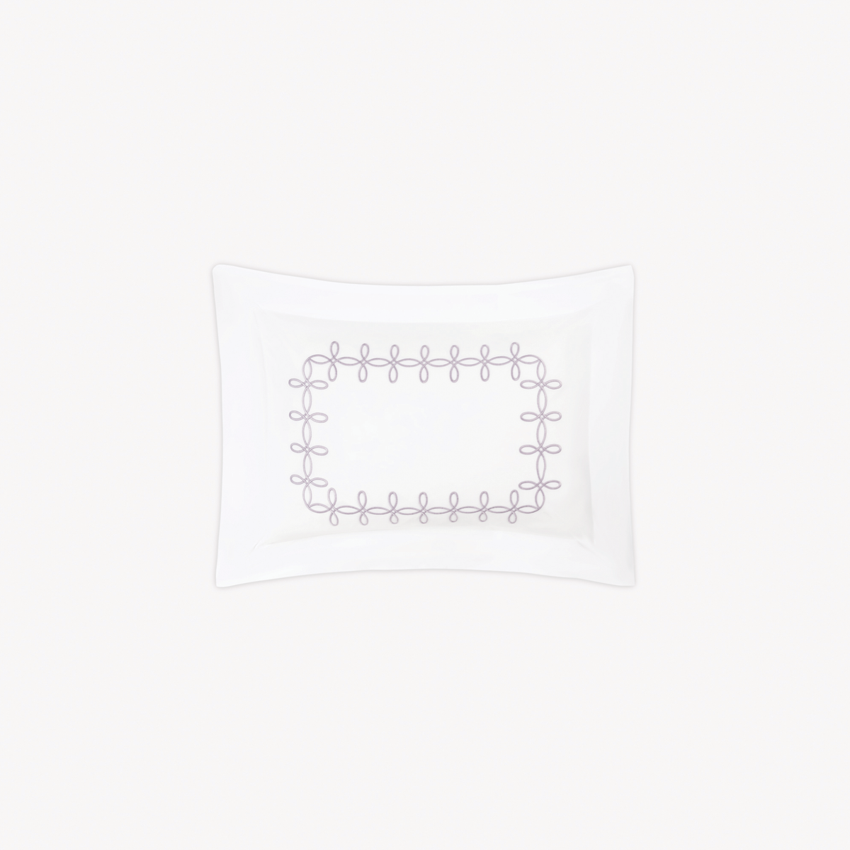 Boudoir Sham of Matouk Gordian Knot bedding in Lilac color, set against a plain white background