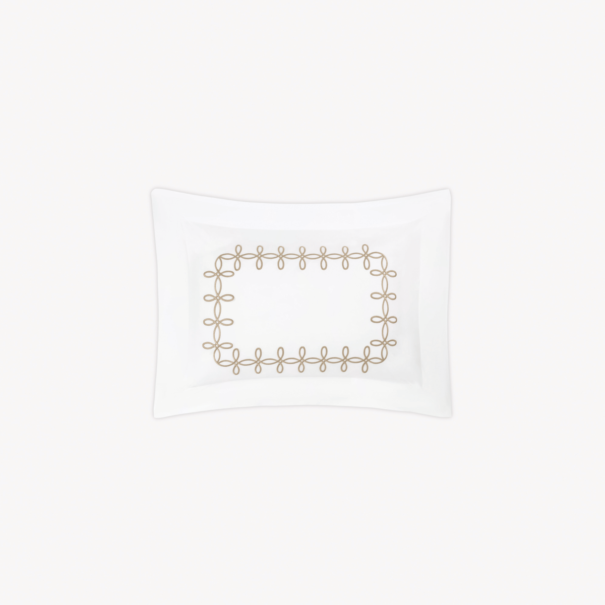Boudoir Sham of Matouk Gordian Knot bedding in Truffle color, set against a plain white background