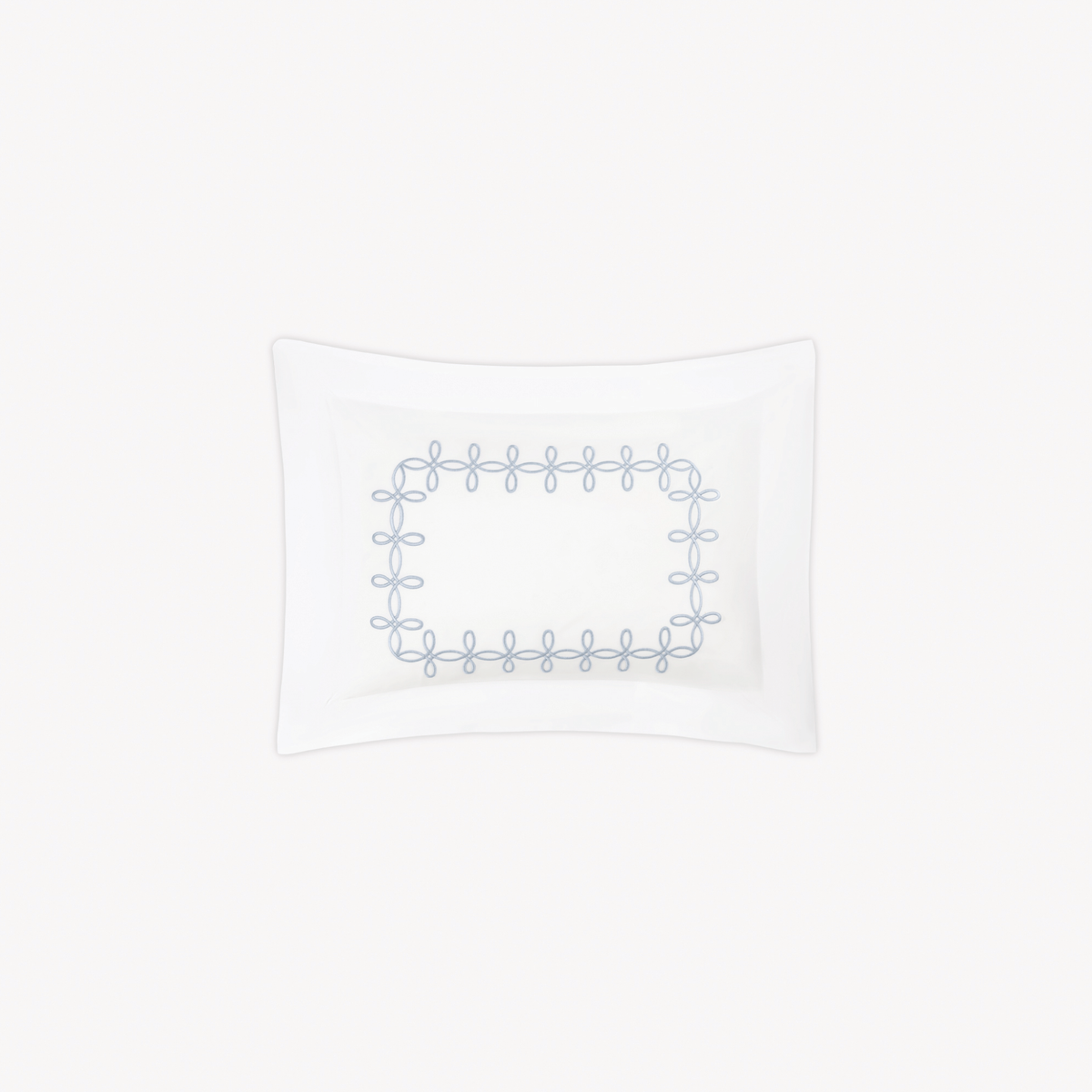 Boudoir Sham of Matouk Gordian Knot bedding in Wedgwood color, set against a plain white background