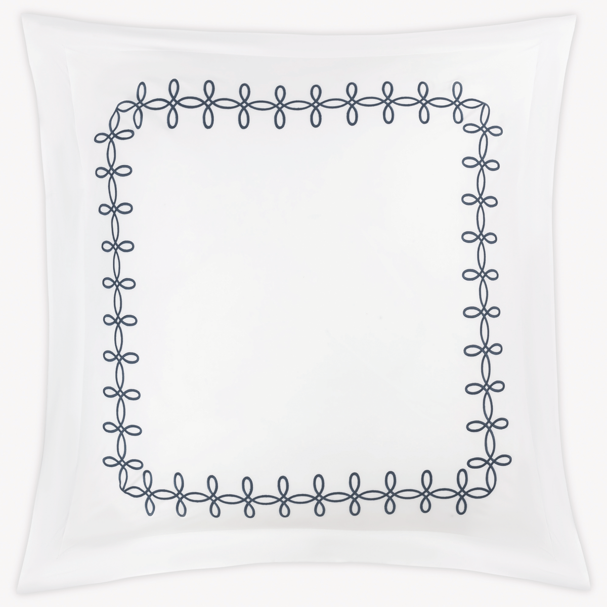 Euro Sham of Matouk Gordian Knot bedding in Baltic color, set against a plain white background