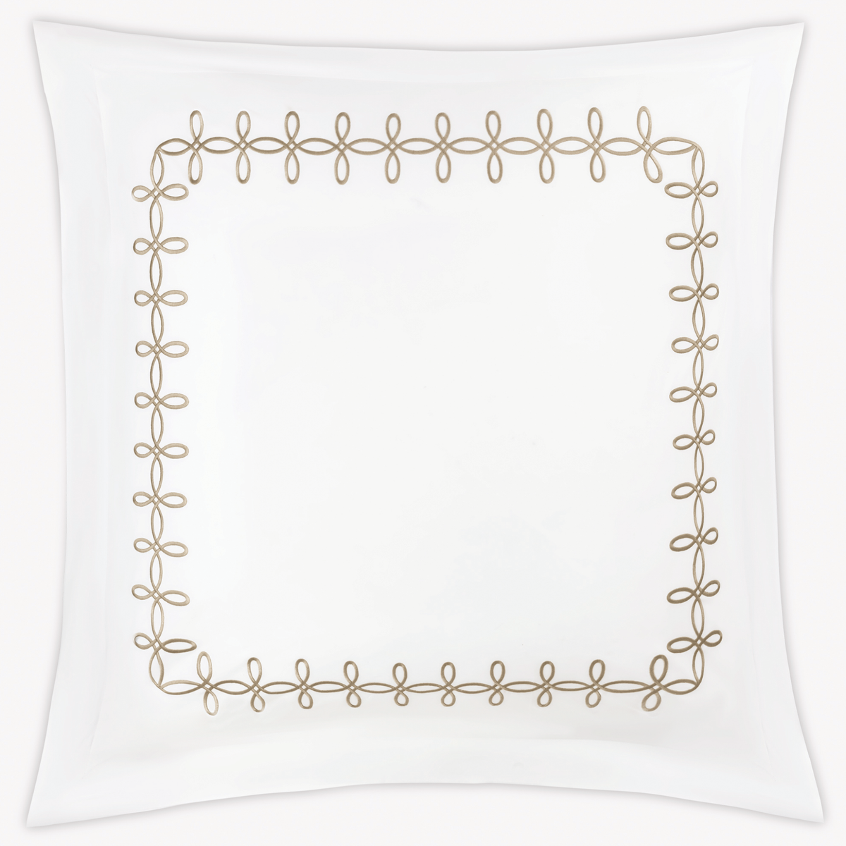 Euro Sham of Matouk Gordian Knot bedding in Truffle color, set against a plain white background