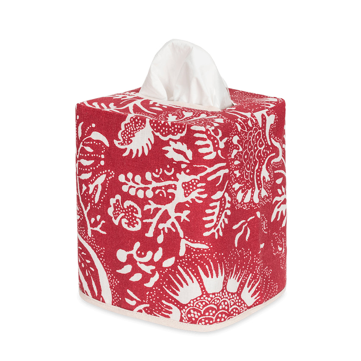 Silo Image of Matouk Granada Linen Tissue Box Cover in Scarlet Color