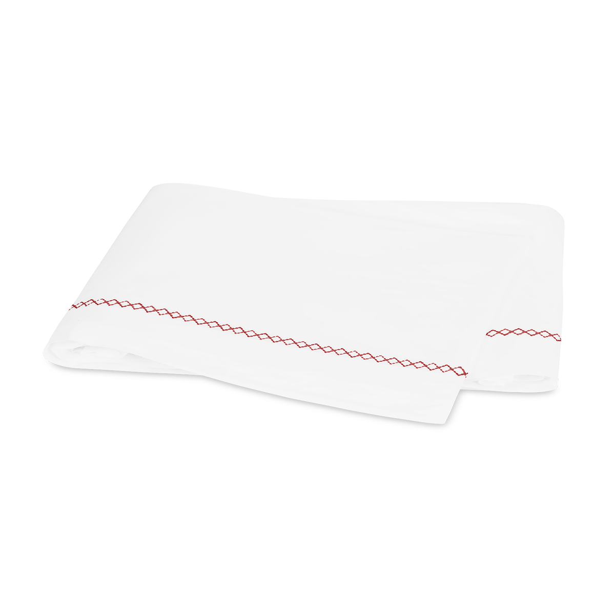 Flat Sheet of Matouk Hatch Bedding in Redberry Color