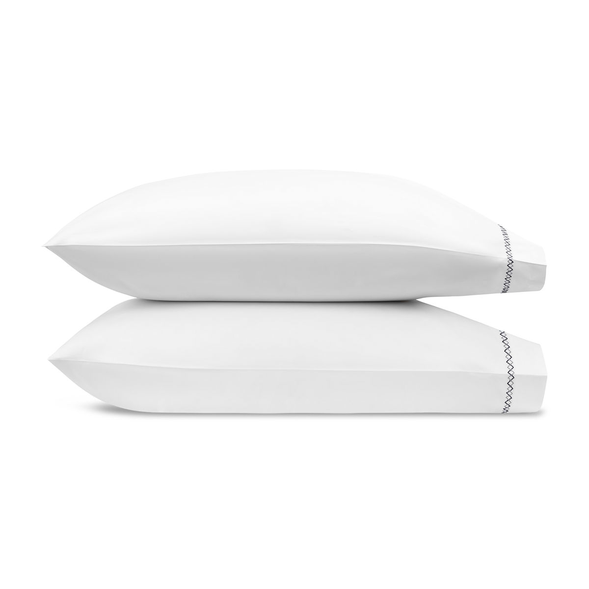 Pair of Pillowcase of Matouk Hatch Bedding in Platinum Color