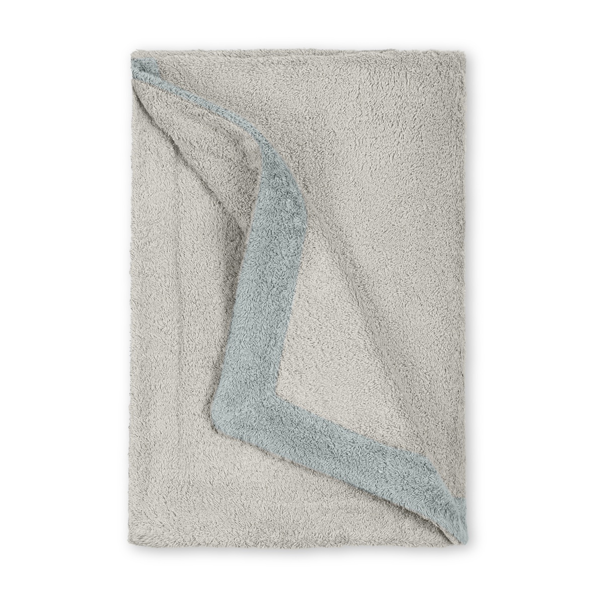 Folded Matouk Helios Beach Towels in Pearl/Pool Color
