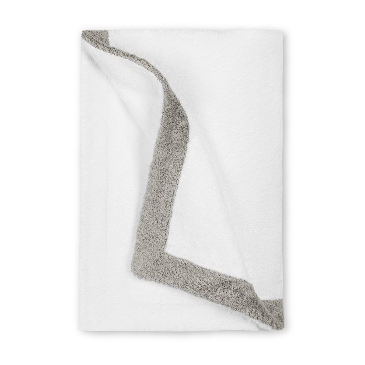 Folded Matouk Helios Beach Towels in White/Pearl Color