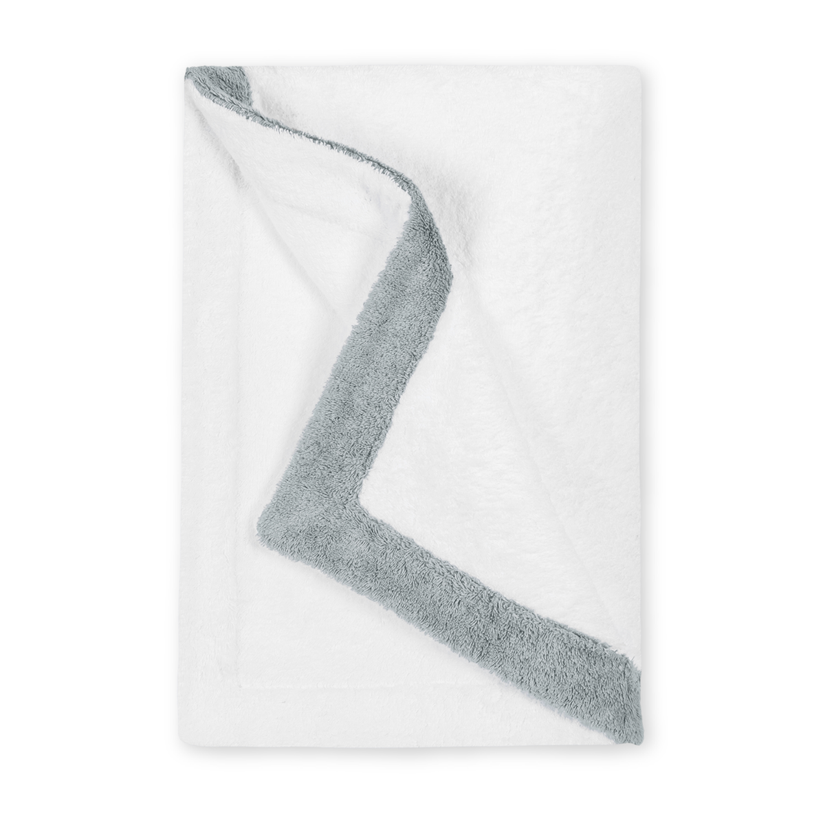 Folded Matouk Helios Beach Towels in White/Pool Color