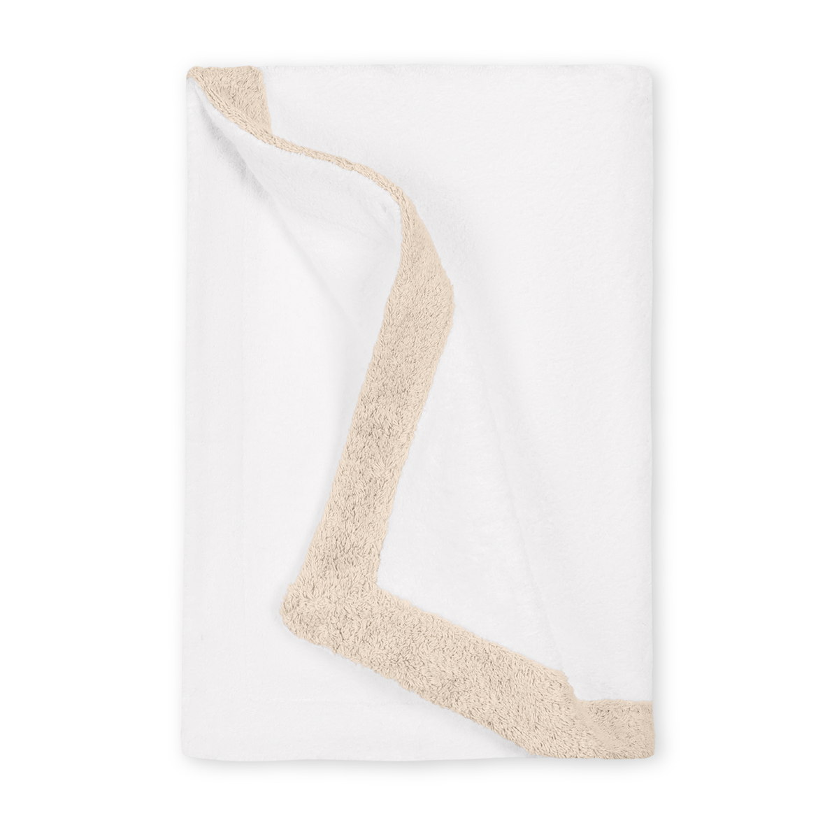 Folded Matouk Helios Beach Towels in White/Sand Color